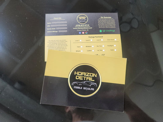 Ceramic Coating Guarantee Cards